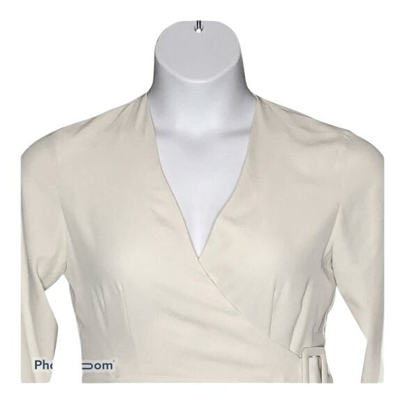 Topshop Wrap Belted Cream Blouse size 6 NWT - Picture 5 of 13
